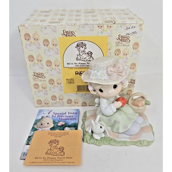 1996 Precious Moments We're So Happy You’re Here Picnic Retired w/Box U8 - Picture 1 of 9